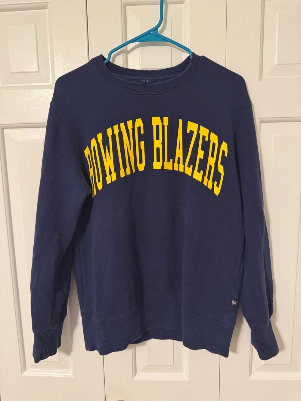 Rowing Blazers Navy Crewneck with Yellow Arch Logo